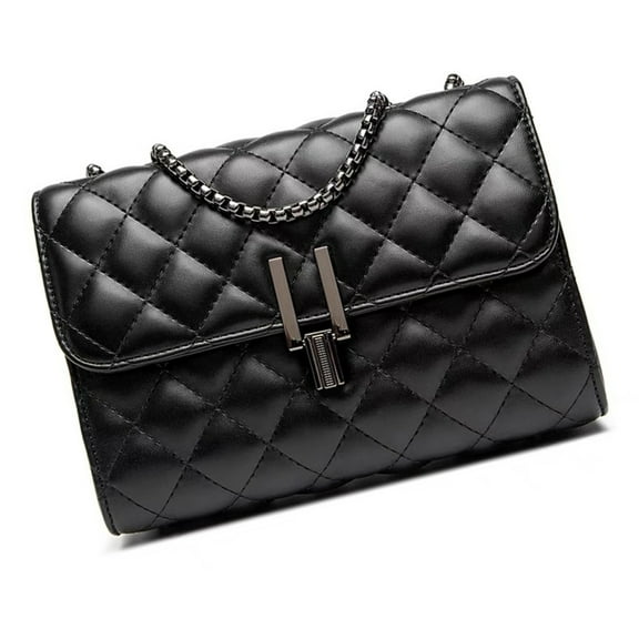 FENOHREFE Women Quilted Crossbody Bag PU Leather Shoulder Bag Aesthetic Handbag Chain Strap Messengers Bag Casual Shopping Bag