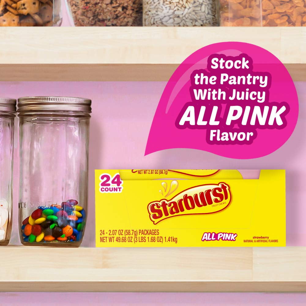 STARBURST All Pink Fruit Chews Candy Bulk Pack, 2.07 oz (Pack of 24)