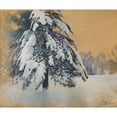 thumbnail image 2 of Julian Falat 14x12 Black Ornate Wood Framed Double Matted Museum Art Print Titled: Cap of Snow (1907), 2 of 5