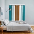 thumbnail image 4 of Modern Brown Teal Kitchen Curtains 84 Inch Length, Boho Contemporary Geometric Striped Grommet Top Bedroom Living Room Curtains, Light Filtering Cafe Curtain Drapes 2 Panels Set 104''x84'', 4 of 9
