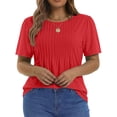 thumbnail image 5 of Fantaslook Blouses for Women Pleated Short Sleeve Tunic Tops Dressy Casual Summer Shirts, 5 of 9