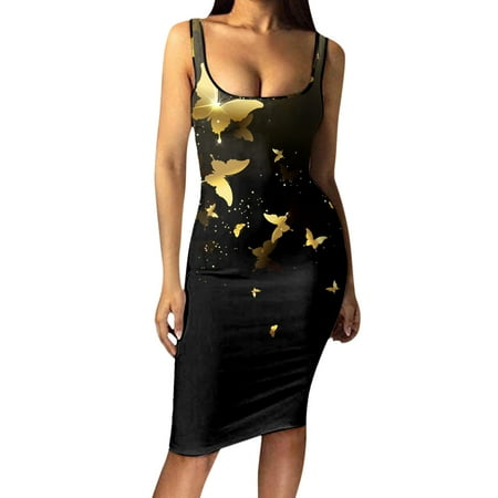 

Pianpianzi Corset Dresses Hot Maxi Dress Long Dresses for Tall Women Women Fashion Casual Printed Slim Fit Hip Work Skirt Sleeveless Vest Dress