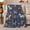 Flower Horses, variant on Horses with Winter Florals on Teal, Rustic Equestrian Style for Horse Lovers and Christmas Gift, Cozy Flannel Blanket for Bedroom and Living Room, Cozy Home Decor