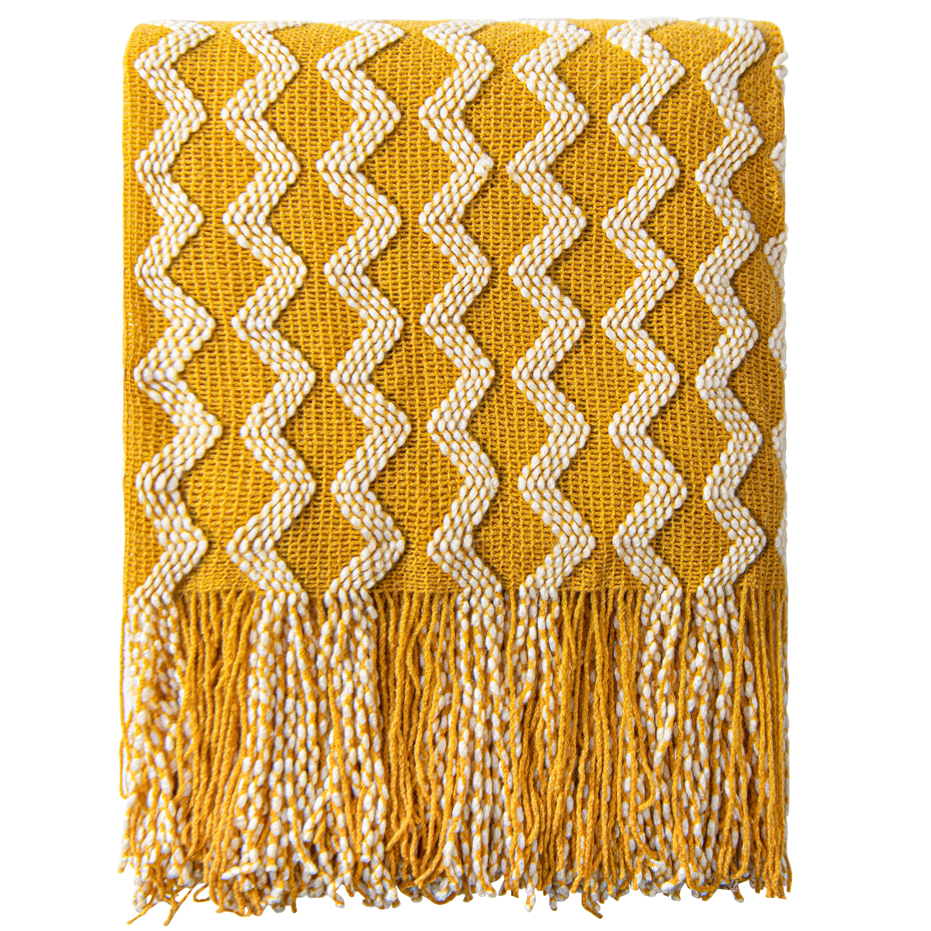 Battilo Mixed Colors Soft Knit Throw Woven Acrylic Sofa Bed Blanket 63" 