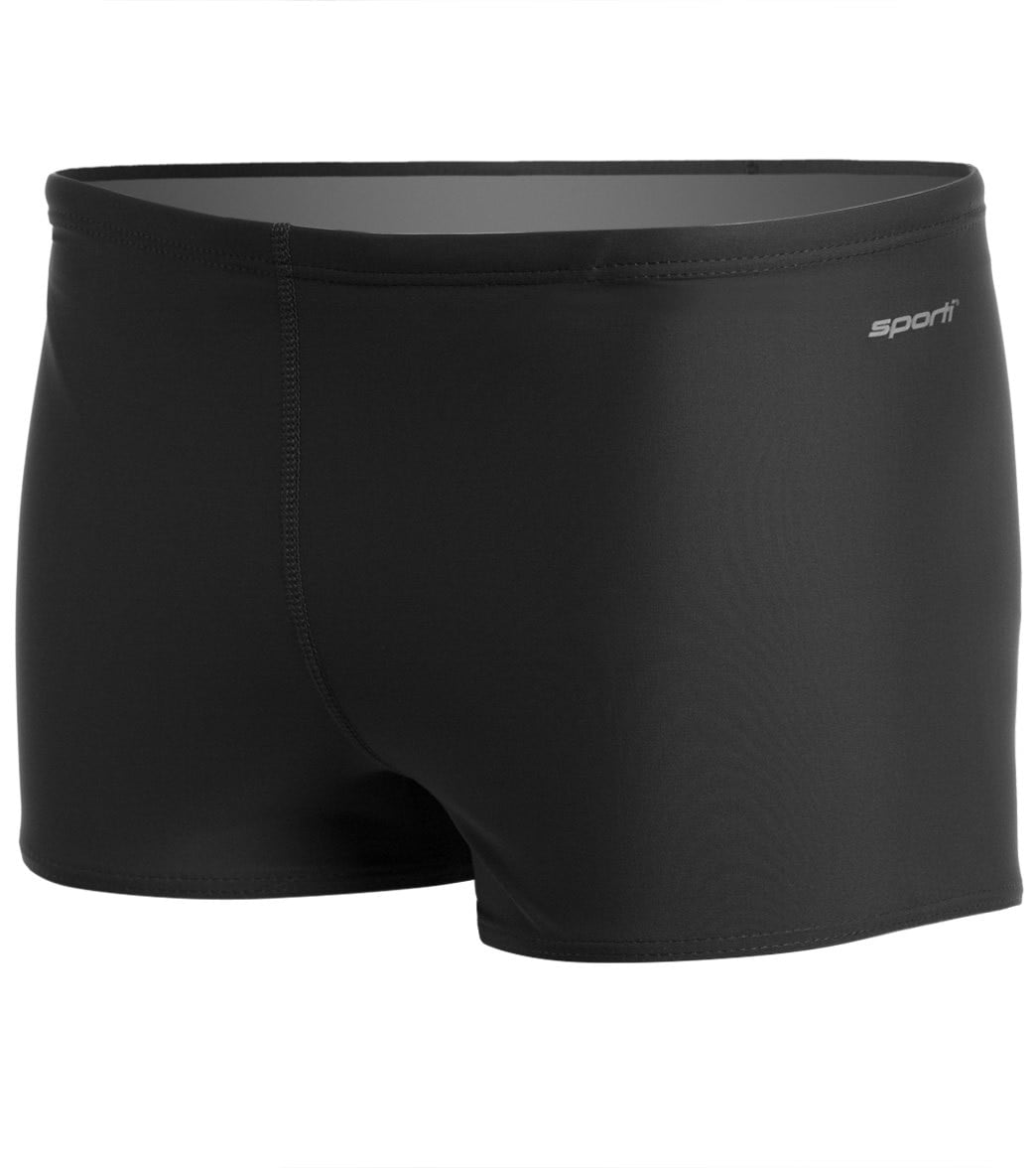 Sporti Solid Swim Square Leg Swimsuit (40, Black)