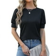 thumbnail image 2 of Plebaso Summer Tunic Tops for Women Puff Short Sleeve Crew Neck Casual T-Shirts Vacation Beach Cute Blouses, 2 of 3