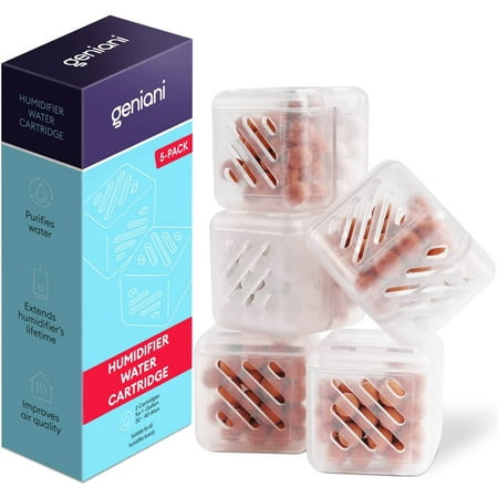 

GENIANI Humidifier Water Cartridge (5-Pack) Tank Cleaner Demineralization Cleaning Cartridges - Water Replacement Tablets