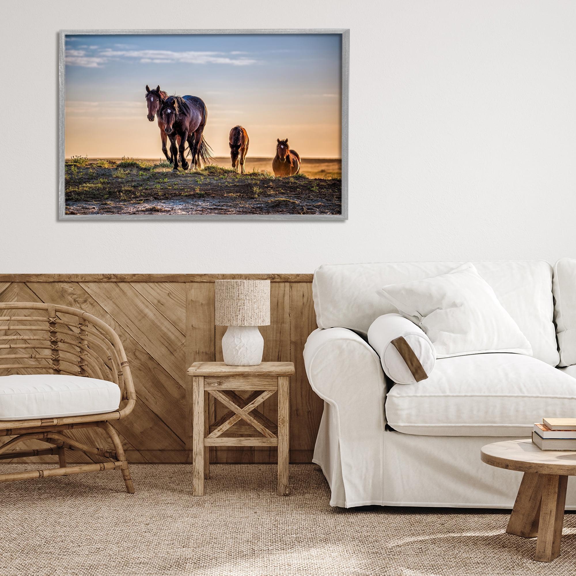 Stupell Industries Horses Coming Home Gray Framed Giclee Art, design by Tim West