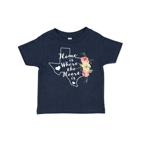 

Inktastic Texas Home is Where the Heart is with Watercolor Floral Gift Toddler Toddler Girl T-Shirt