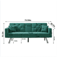 thumbnail image 3 of Convertible Sleeper Sofa Bed,Modern Sectional Couch Recliner Bed with Adjustable Backrest, Reversible Loveseat Daybed,Folding Lounge Couch with 2 Cup Holders for Living Room Office,Dark green, 3 of 9