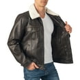 thumbnail image 5 of Alpine Swiss Aaron Mens Trucker Jacket Sherpa Collar Vegan Leather Warm Casual Coat, 5 of 8