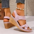 thumbnail image 4 of Wedge Dressy Sandals for Women 2025 Summer Fashion Casual Leather Peep Toe Platform Heeled Dress Work Sandals, 4 of 7
