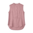 thumbnail image 4 of Alkepwun Tank Tops Women's 100%Cotton Sleeveless Round Neck Halft Button-Down Solid Color Loose Tank Lightweight Breathable Casual Loose Daily Vacation Shirts, 4 of 9