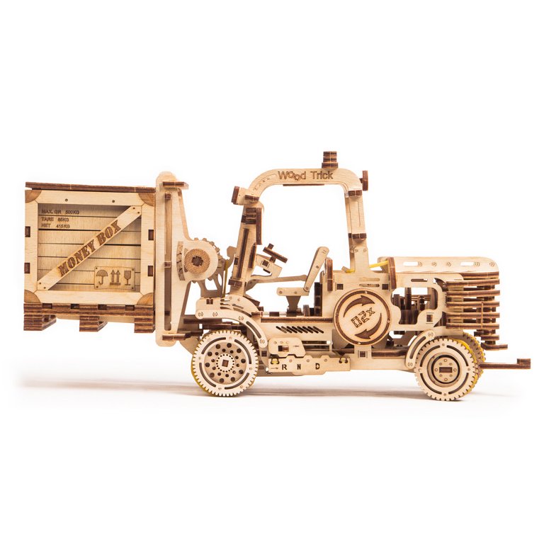 Wood Trick 3D Mechanical Model Forklift Wooden Puzzle, Assembly