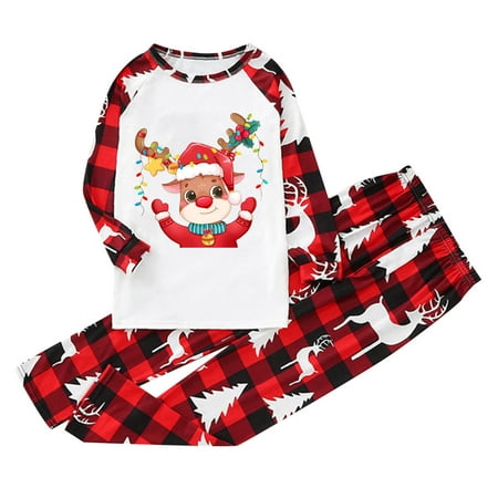 

Christmas Kinds Matching Family Pajamas Sets Christmas PJ s With Print And Plaid Printed Long Sleeve Tee And Bottom Loungewear