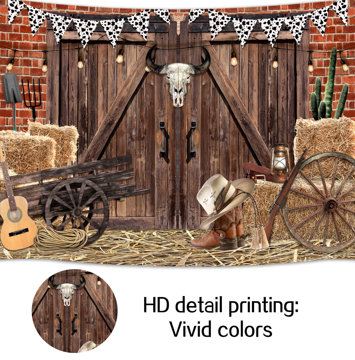 8X6ft Western Cowboy Party Backdrop Vintage Wild West Rustic Wooden House Barn Door Photography Background Cowboy Theme Party Decorations Banner Adults Kid Birthday Party
