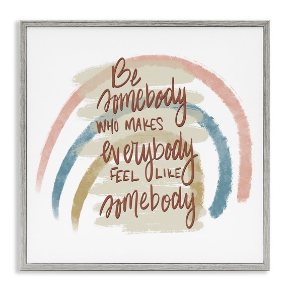 Stupell Industries Inspirational Be Somebody Text & Numbers Painting Gray Framed Art Print Wall Art, 17 x 17
