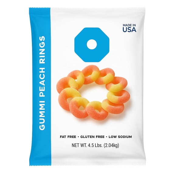 Candy, Gummi Peach Rings, 4.5-pound Bag 628077