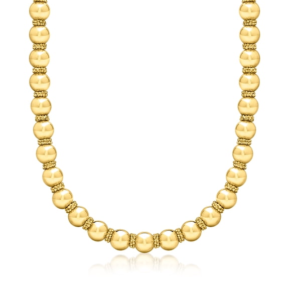 Ross-Simons Italian 12mm 14kt Yellow Gold-Plated Bead Necklace, Women's, Adult