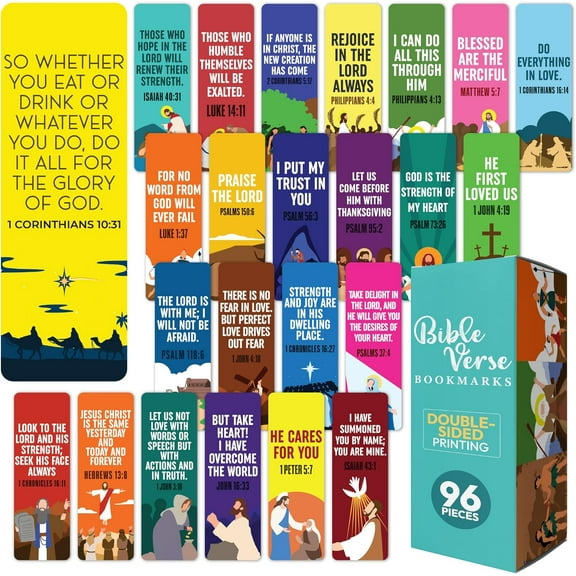 96 Pack Christian Bookmarks with Inspirational Bible Verses, Unique, Vibrant Bible Bookmark, Bulk Christian Gifts for Church Groups, Bible Study, Classroom