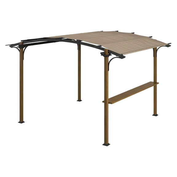 Outdoor Pergola with Bar, 12'x10' Aluminum Steel Frame, Sun Shade Canopy - Backyard Patio Entertainment