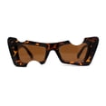 thumbnail image 3 of Womens Avant Garde Hole Punch Cropped Thick Plastic Mod Sunglasses Tortoise Brown, 3 of 4