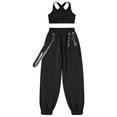 thumbnail image 3 of CHICTRY Kids Girls Street Dance Outfit Sleeveless Criss Cross Back Crop Top with Chain Pocket Pants Hip-Hop Dancewear Black 12, 3 of 7