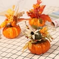 thumbnail image 5 of 2 adornos de mesa festivos: calabaza artificial, hoja de arce y girasol, 5 of 5