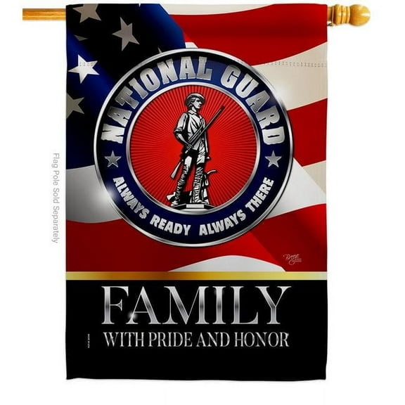 Breeze Decor H108616-BO 28 x 40 in. US National Guard Family Honor House Flag with Armed Forces Army Double-Sided Decorative Vertical Decoration Banner Garden Yard Gift