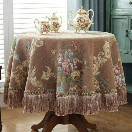 

Chenille tablecloth thickened Rectangular Table Cloth Tassels Jacquard Dustproof Dining Table Cloth