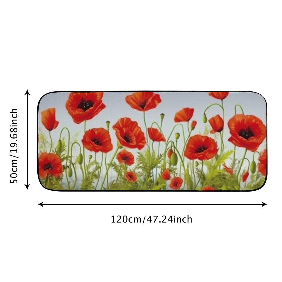 PHYHOO Red Poppy Door Mat Welcome Doormat Decorative Home Floor Mat, Non Slip Rubber Back for Outdoor Indoor Entrance Decor 19.68*47.24 in