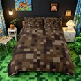 thumbnail image 2 of Meiyoeat Pixelated Miners Game Duvet Cover King, Rustic Mosaic Print King Bedding, Multi Brown Tones,3 Pieces,No Comforter, 2 of 6