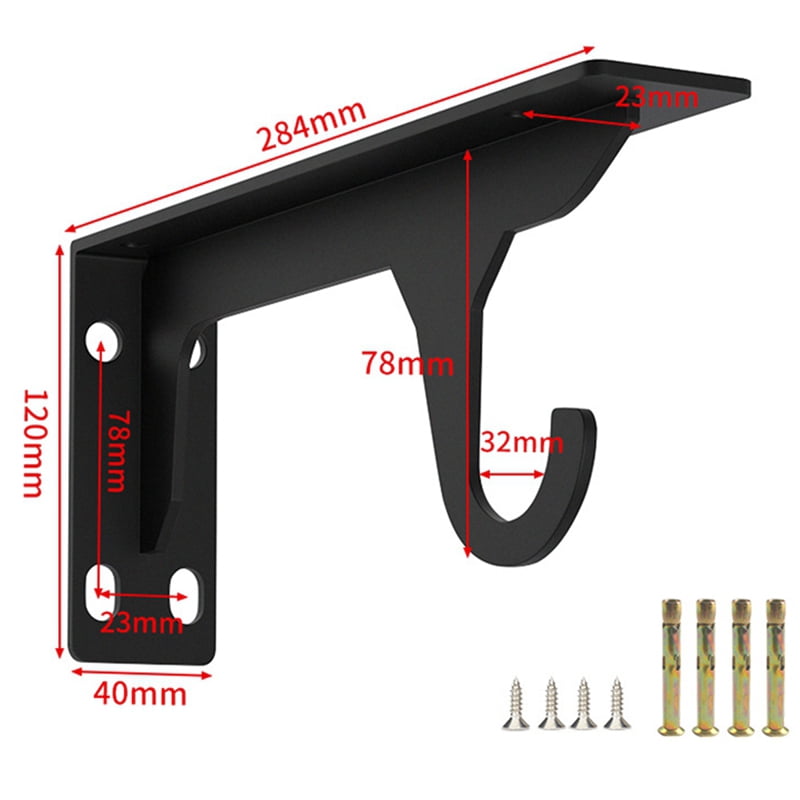 Heavy Duty Wall-Mounted Closet Rod Brackets with Hook Metal Shelf Support Holders for Bedroom Holder for Hanging Clothes