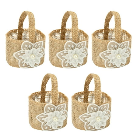 5x Halloween Trick or Treat Bag Wedding Flower Girl Baskets Multifunctional Reusable Candy Bag Candy Bucket for Farmhouse Holiday Decoration Style D