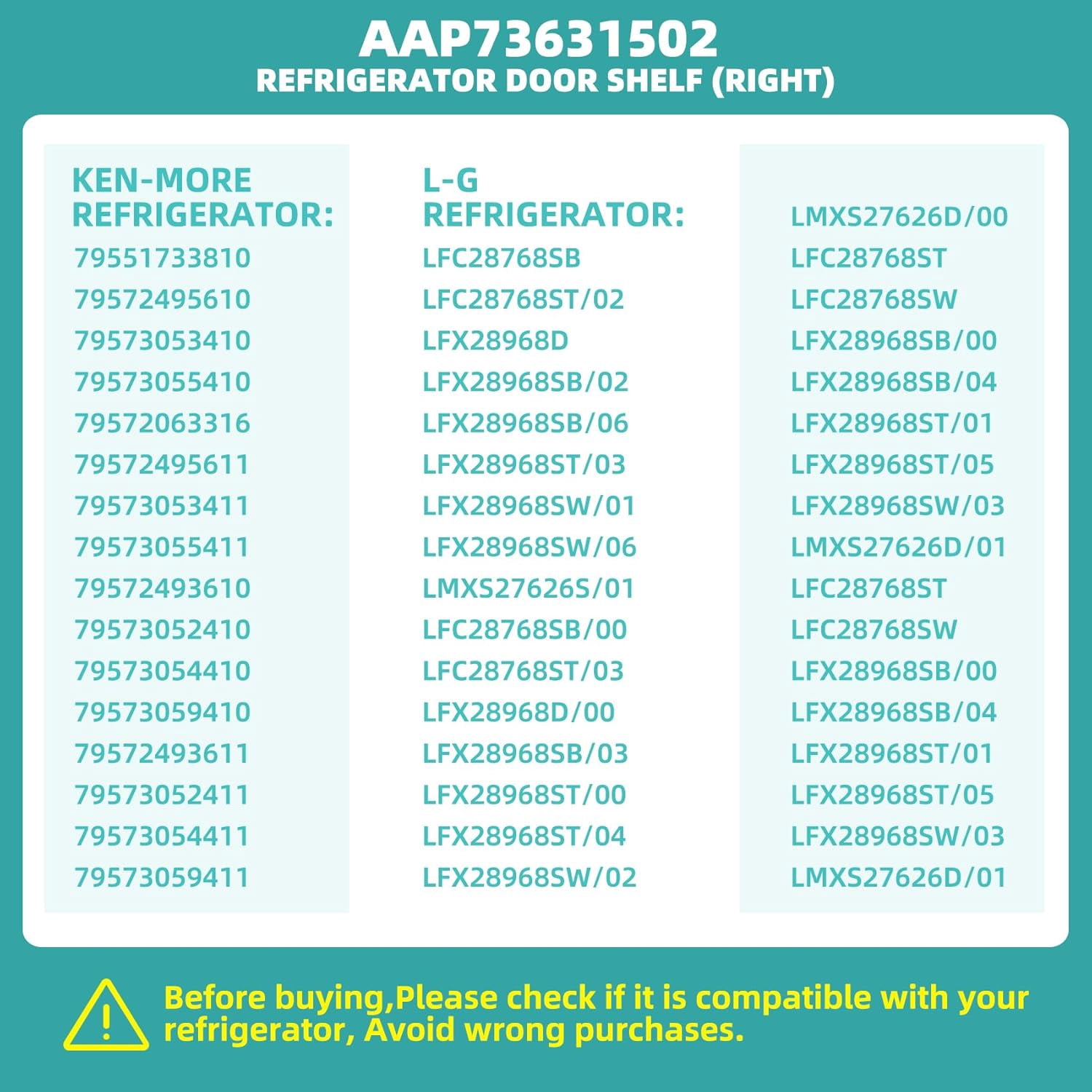 Upgraded AAP73631502 Refrigerator Door Shelf Replacement Compatible With LG KENMORE fridge door shelf Parts,Replacement AP5673810 2652330 EAP7786021 LFX28968sb AAP72909218 Fit Top Right-1 PCS