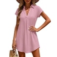 thumbnail image 5 of Taqqpue Women's Swimsuit Cover Up Shirt V Neck Short Sleeve Bathing Suit Coverups Summer Solid Color Beach Cover Ups Plus Size Swim Suit Dress Under 15 for Women, 5 of 8