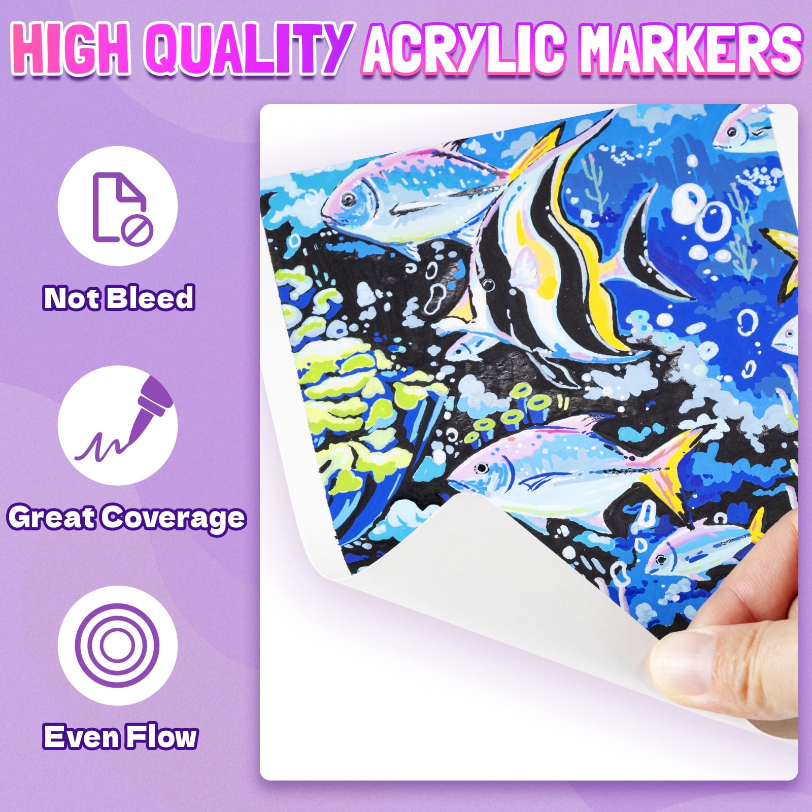 LET'S RESIN 136 Colors Acrylic Paint Markers Direct Liquid, Brush Tip Acrylic Paint Markers for Coloring, for Drawing, Painting, Canvas, Art Supplies
