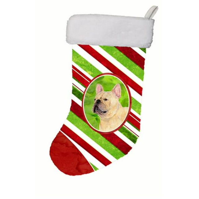 11 x 18 in. French Bulldog Candy Cane Christmas Stocking