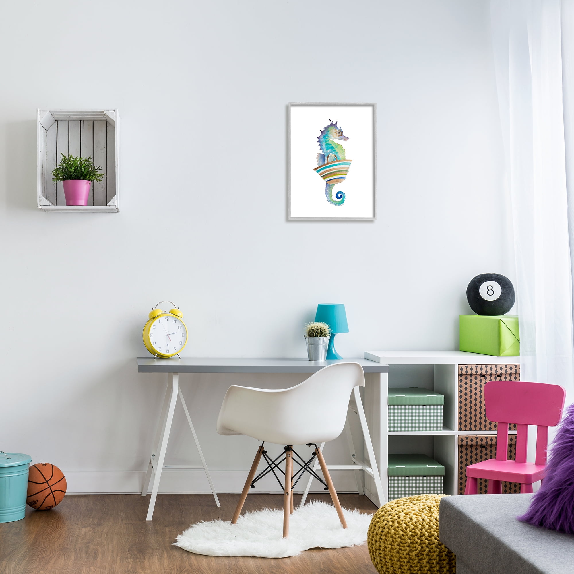Stupell Indtries Soft Ombre Seahorse Striped Beach Bag Aquatic Animal,16 x 20,Design by Lanie Loreth