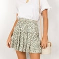 thumbnail image 4 of Falda plisada floral con volantes para mujer Minifalda acampanada con cintura plisada floral alta para niñas, 4 of 9