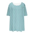 thumbnail image 5 of cocolona Womens Plus Size Summer Tops Crew Neck Short Sleeve Front Pleated T-shirts Casual Loose Polka Print Tees Blouse, 5 of 6
