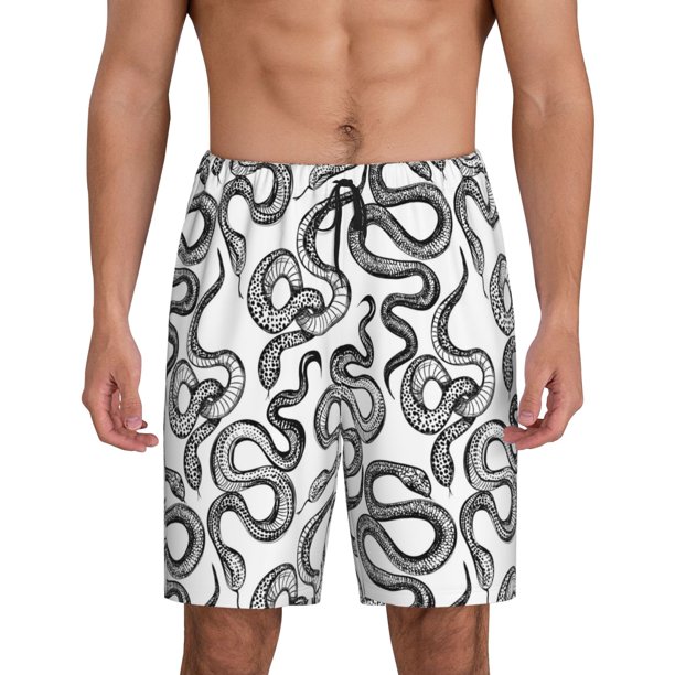 Fotbe Hand Drawn Snake Pantalones Cortos de Pijama para Hombre, Ropa de Dormir, Pantalones de Pijama Cortos para Hombre-X-Large
