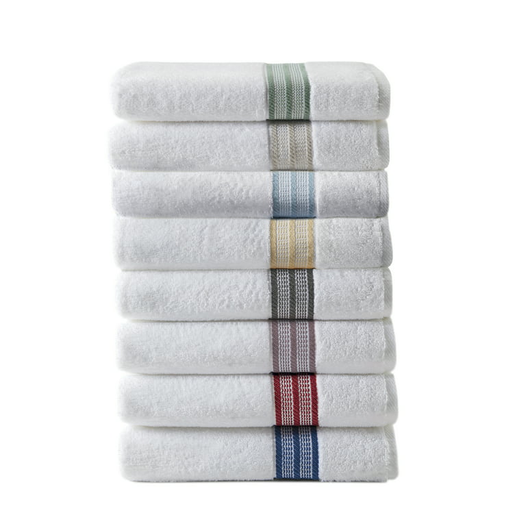 Wamsutta Hotel Series Hand Towel 4 Color Stripes Tan White Gray