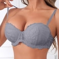 thumbnail image 2 of MGDXOX Women's Lace Strapless Bras Wireless Push Up Support Comfortable Bra Fashion Full Coverage Bras Ladies Daily Bra Gray XL, 2 of 7
