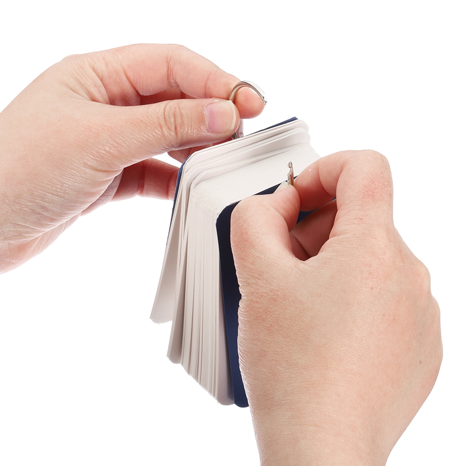 10pcs Flash Card with Ring, 3.5x2" Flash Card Blank 100 Sheets Each White Blank Index Cards Small Note Cards for Studying Memory Learning, Dark Blue