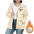 thumbnail image 3 of Otntypg Winter Warm Fleece Hoodie Jackets for Women Plus Size Thick Sherpa Lined Casual Full Zip up Long Sleeve Hooded Pullover Sweatshirts Trendy Oversized Outwear Coat with Pockets XL, 3 of 4