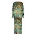 thumbnail image 4 of Yufatyle Halloween Pajamas Women's Long Sleeve Sleepwear Soft Pullover Loungewear Pjs 2 Piece Lounge Set Pumpkin Print Nightwear S, 4 of 5