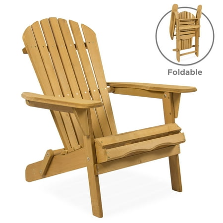 Best Choice Products Outdoor Adirondack Wood Chair Foldable Patio Lawn Deck Garden (Best Outdoor Wood Stain Brand)