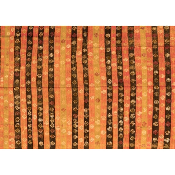 Ahgly Company Indoor Rectangle Oriental Orange Traditional Area Rugs, 7' x 10'
