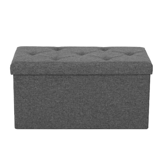 30" Storage Ottoman Bench with Thick Foam Padded Seat, Foldable Foot Rest, Multi-Functional Storage Box for Living Room/Entryway/Bedroom